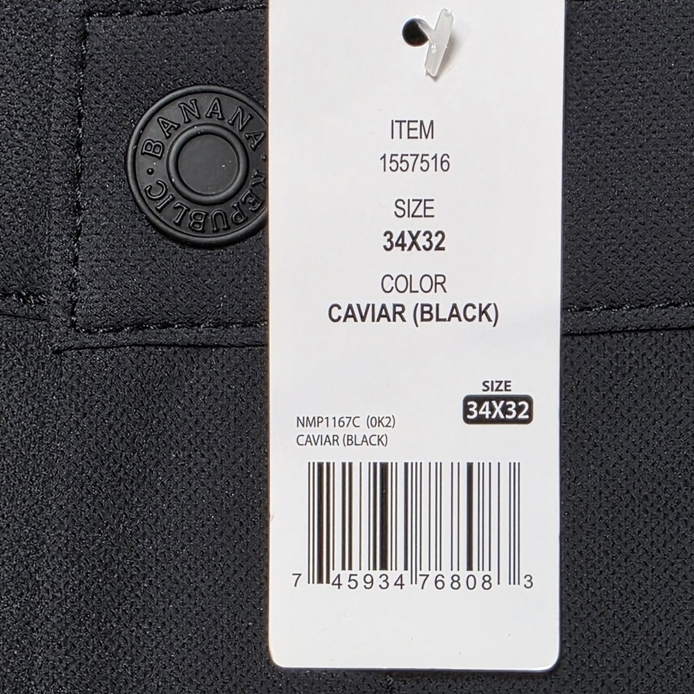Banana Republic Emerson Chino‎ Pants Mens 34x32 Straight Fit Black NWT - Picture 12 of 16
